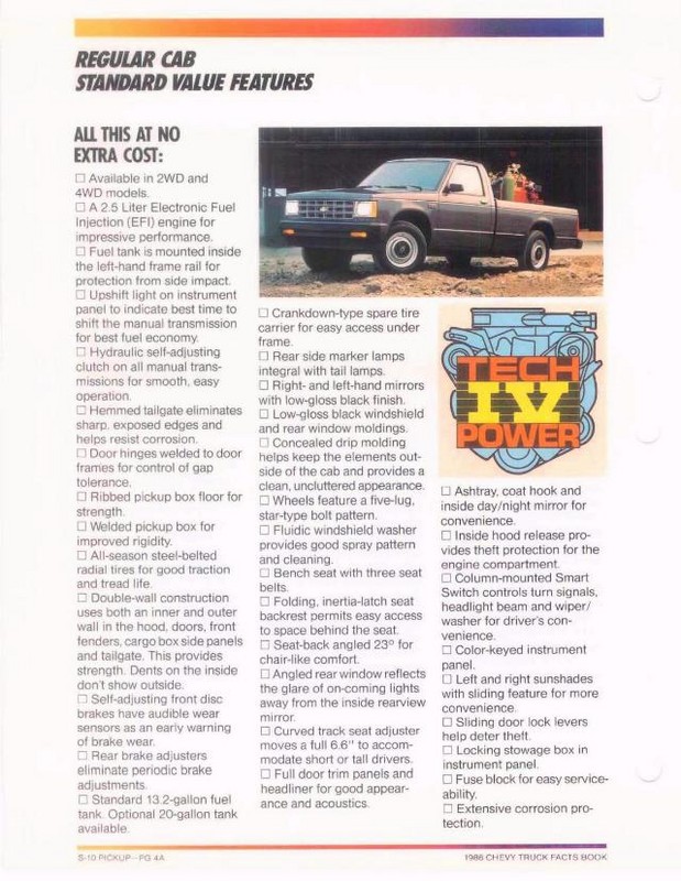 1986 Chevrolet Truck Facts Brochure Page 110